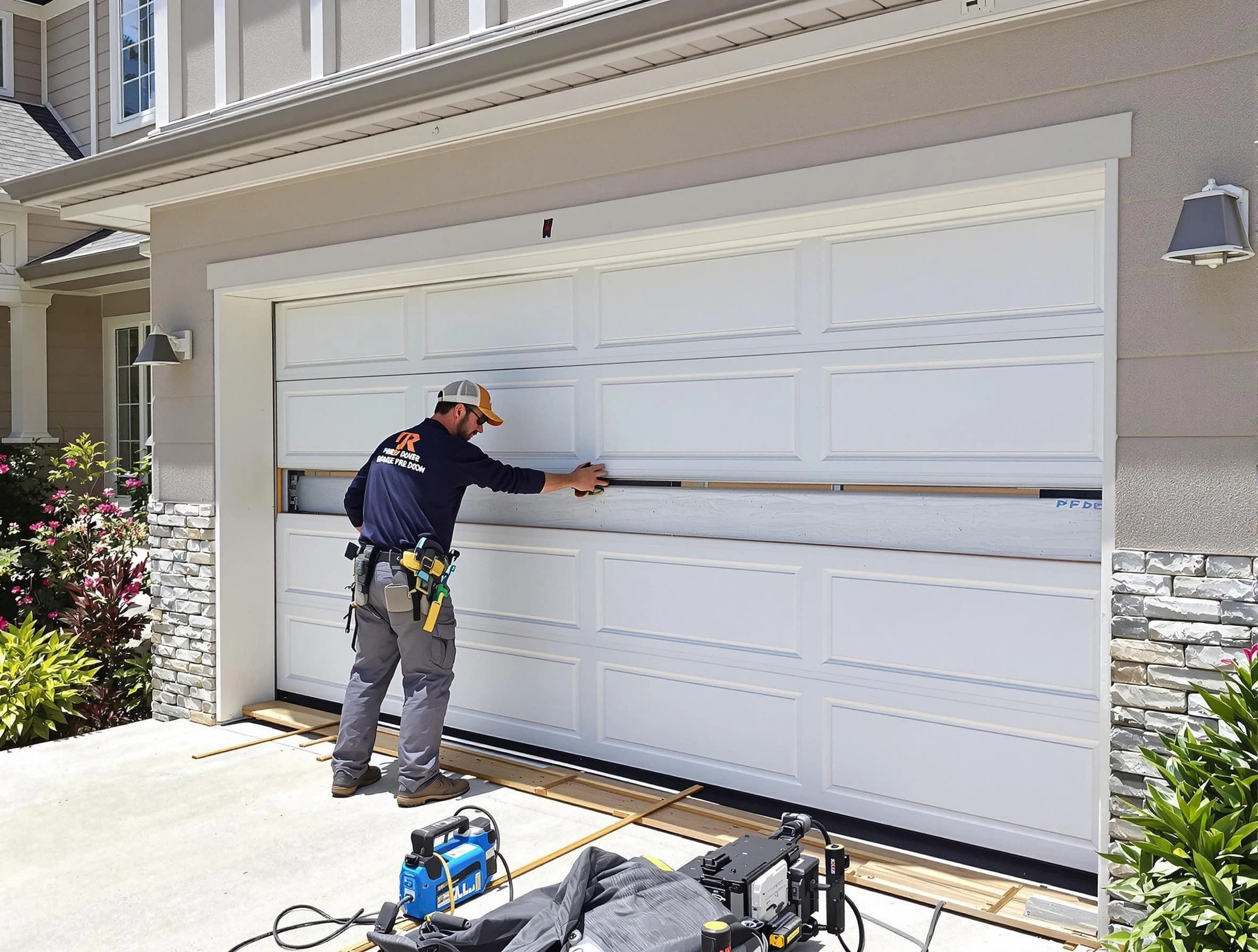 Ogden Garage Door Repair team performing complete garage door replacement at Ogden residence
