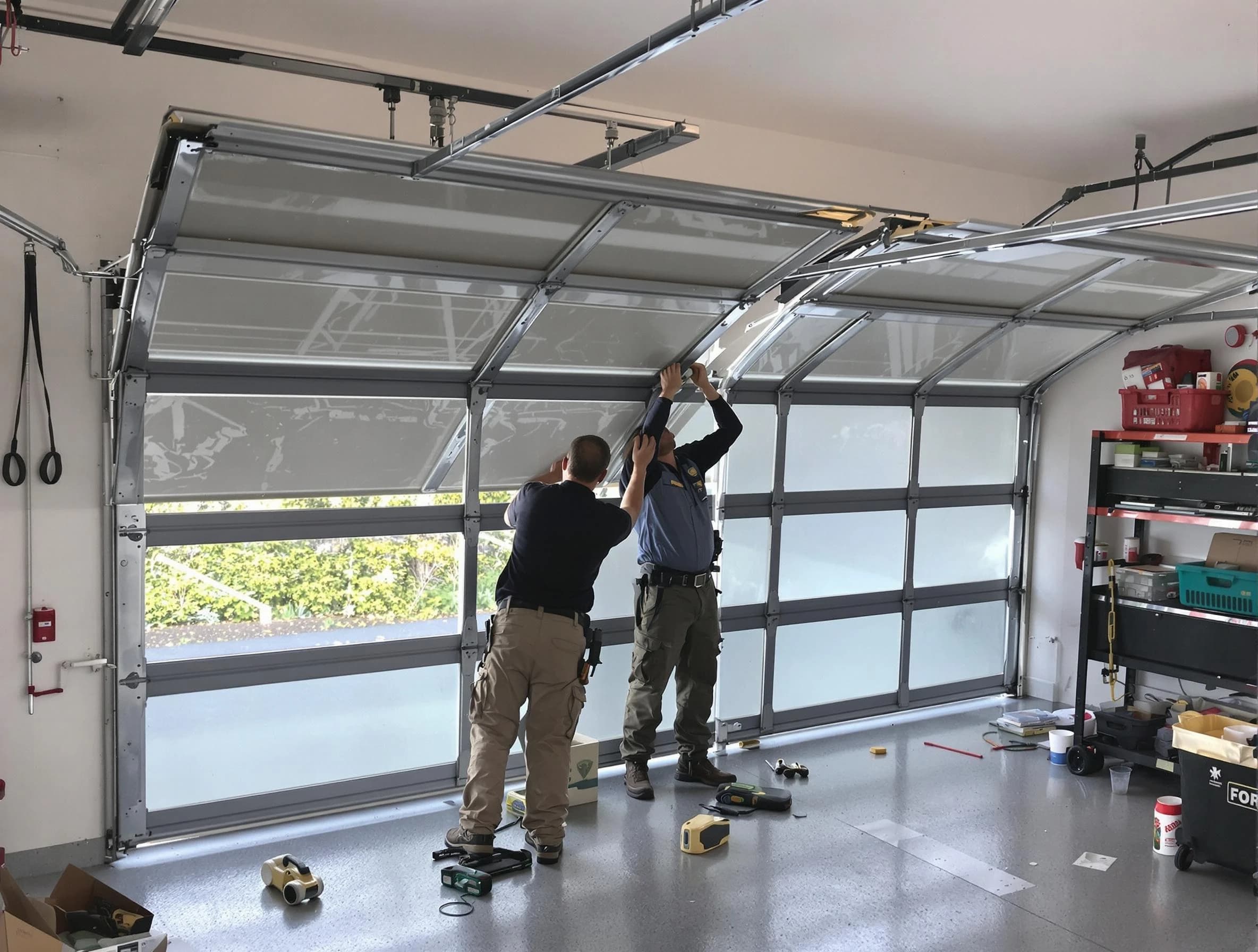 Ogden Garage Door Repair expert performing precise panel replacement on Ogden garage door
