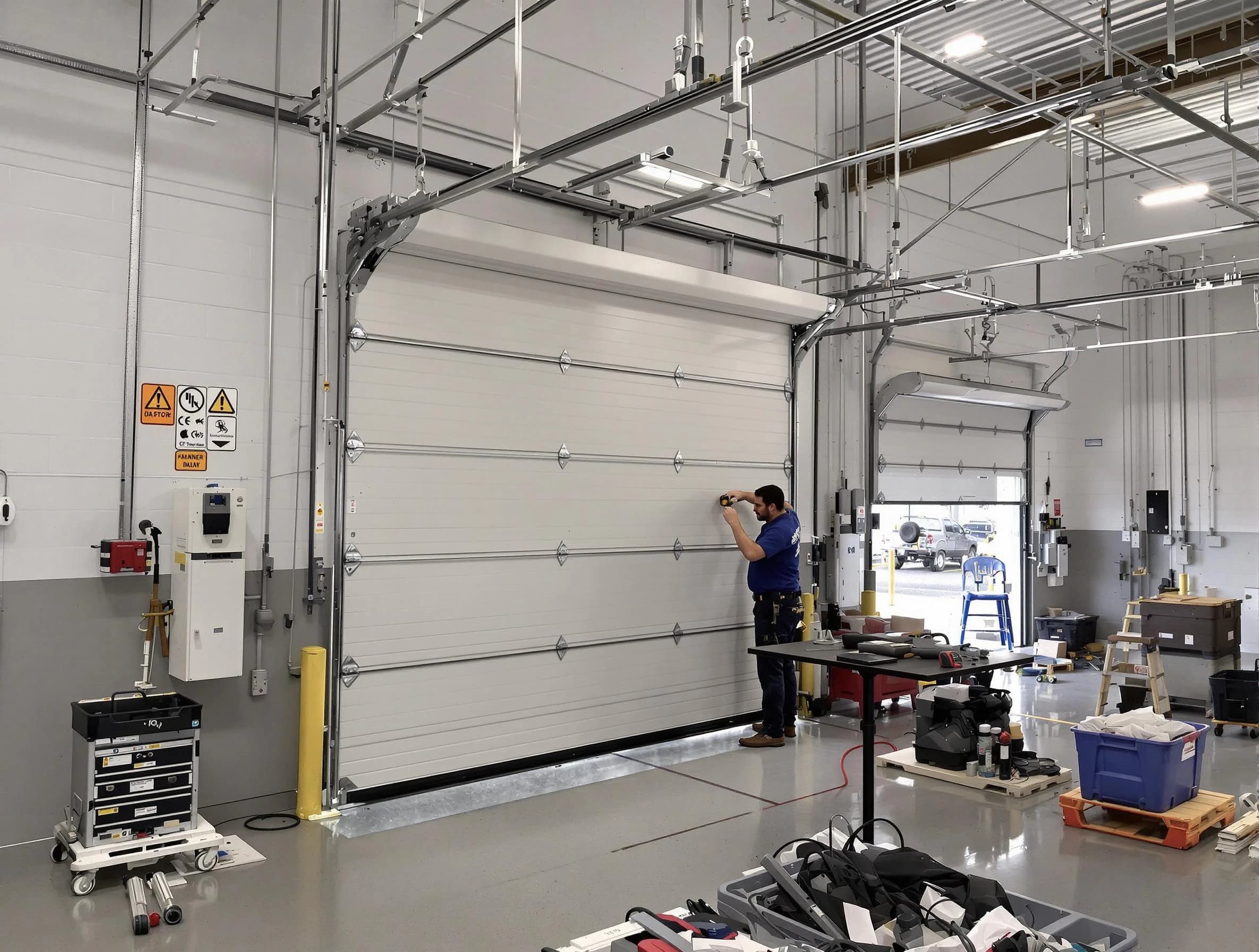 Commercial garage door repair being performed by Ogden Garage Door Repair expert in Ogden