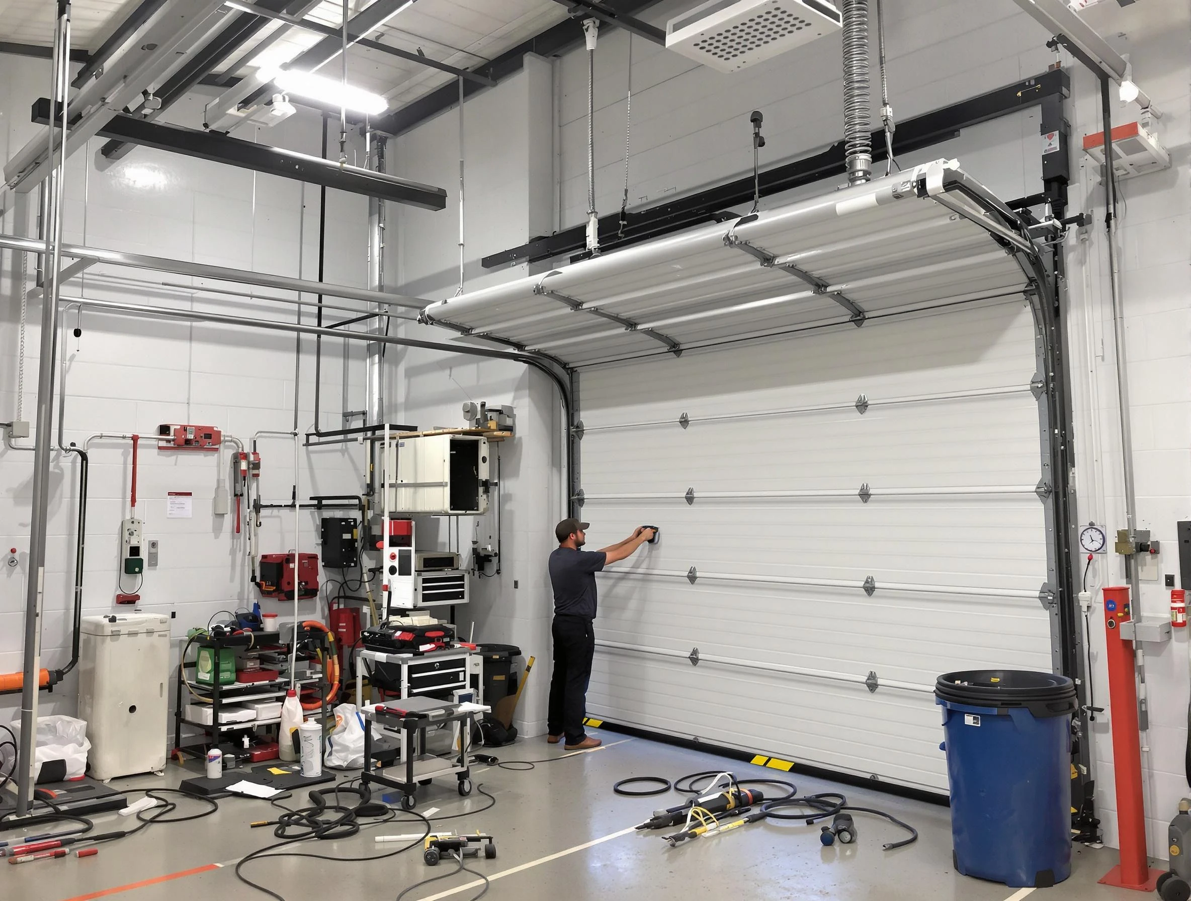 Ogden Garage Door Repair certified technician performing commercial door repair at a Ogden business facility