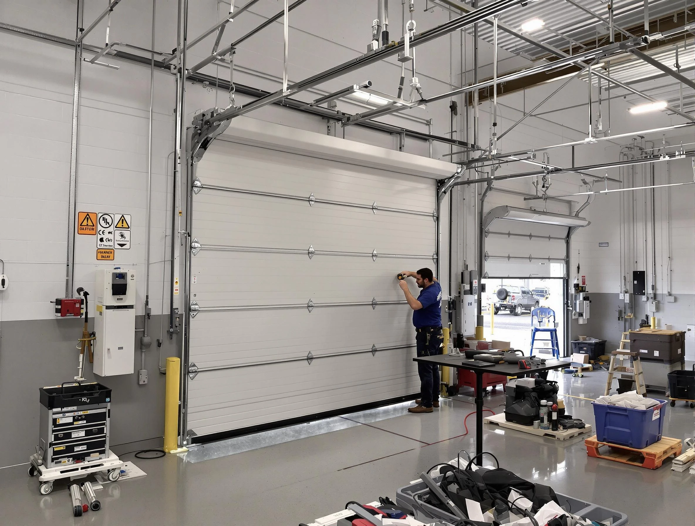 Commercial garage door repair being performed by Ogden Garage Door Repair expert in Ogden