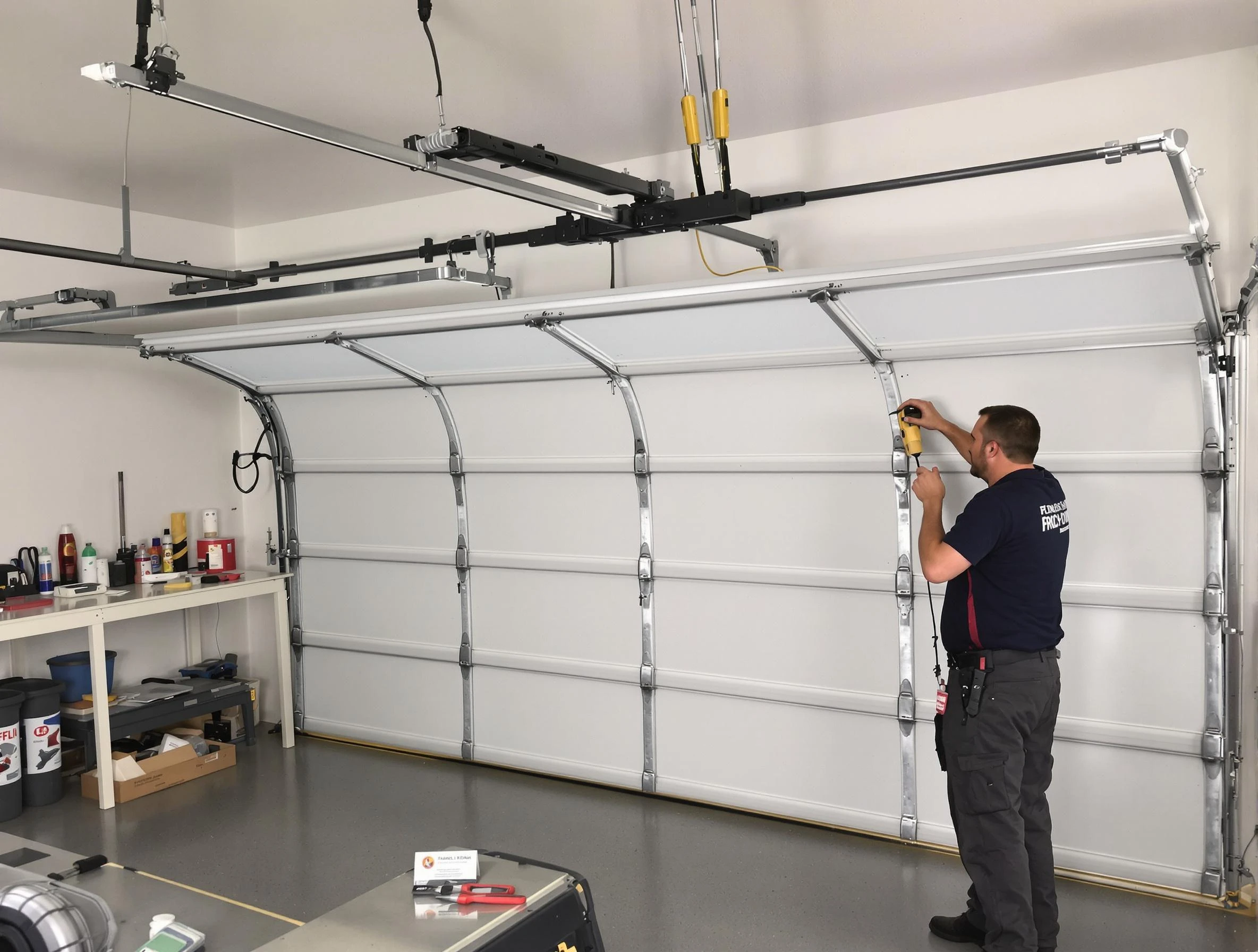 Ogden Garage Door Repair certified technician performing overhead door system repair in Ogden