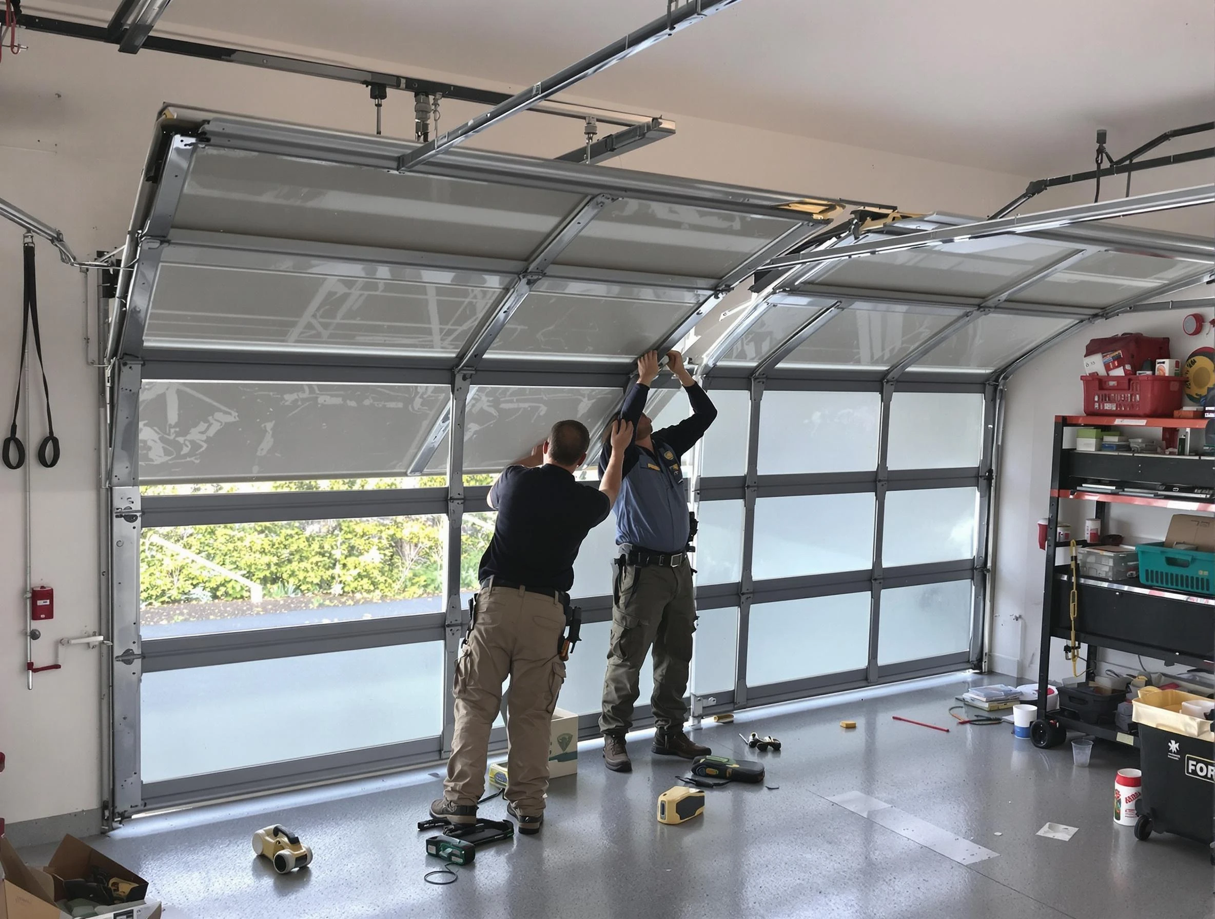 Ogden Garage Door Repair expert performing precise panel replacement on Ogden garage door