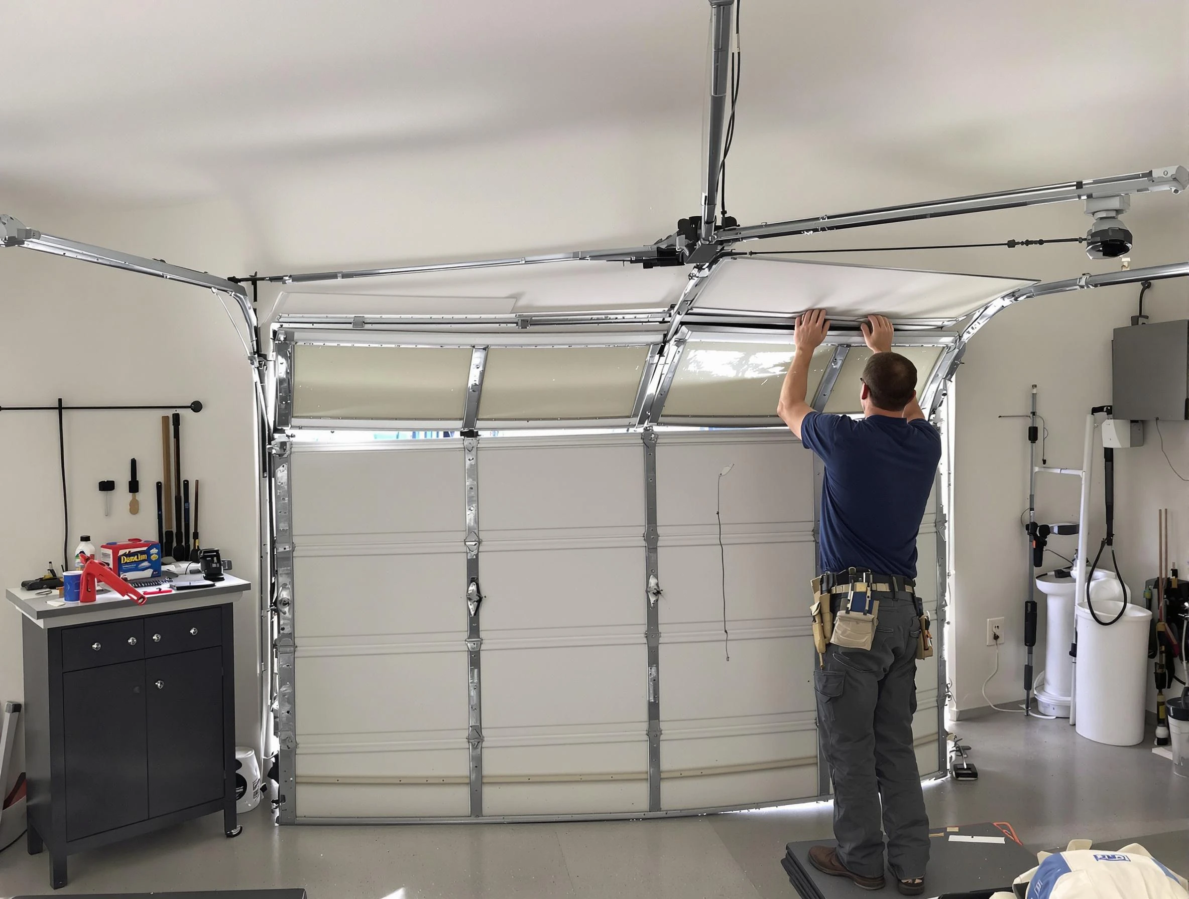 Ogden Garage Door Repair specialist performing precise section replacement on Ogden garage door